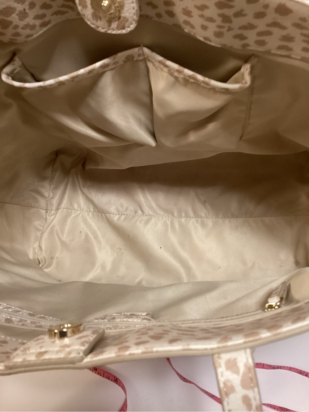 INC International Concepts Cream and Beige Animal Print Tote - Picture 8 of 14